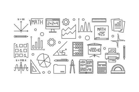 Mathematics vector thin line banner イラスト素材