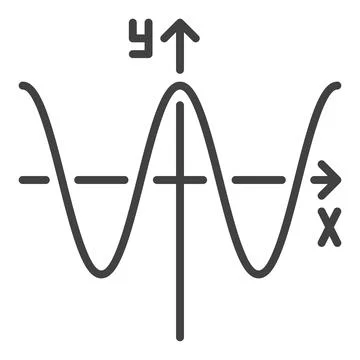 Mathematics Wave Graph vector Mathematical Function concept line icon Stock Illustration
