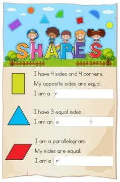 A Mathematics Worksheet Shapes Chapter Stock Illustration