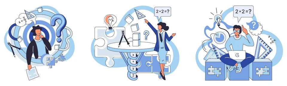 Mathematics. In world math, every equation is puzzle waiting to be solved by 스톡 일러스트