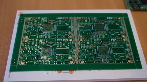 Matherboar outside PC connected with cables with red light Stock Footage 113085244