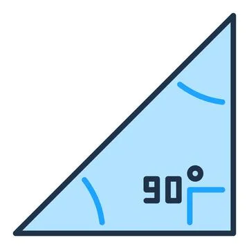 Maths 90 degree angle vector Right Triangle concept blue icon Stock Illustration