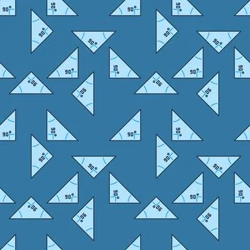 Maths 90 degree angle vector Right Triangle blue seamless pattern Stock Illustration