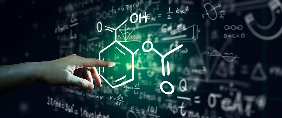 Maths and Science formula on black board. Stock Photos