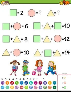 Maths calculation educational game for children Cartoon Illustration of Ed... Stock Photos
