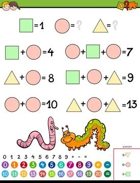 Maths calculation educational game for kids Cartoon Illustration of Educat... Stock Photos