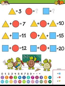 Maths calculation educational game for kids Cartoon Illustration of Educat... Stock Photos