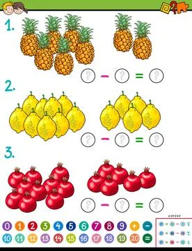 Maths calculation educational game for kids Cartoon Illustration of Educat... Stock Photos