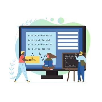 Maths concept vector flat style design illustration Stock Illustration