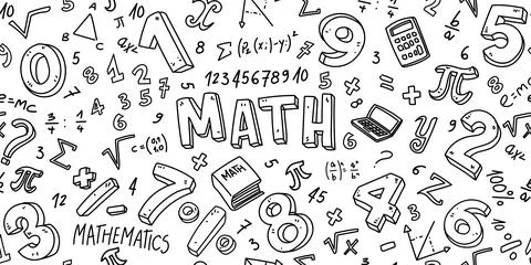Maths doodle line set school Illustration. Hand Drawn Vector Clip Art. back.. Stockillustratie