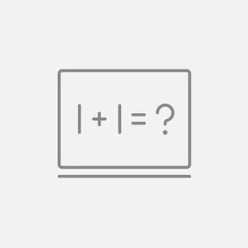 Maths example written on blackboard line icon Stock Illustration