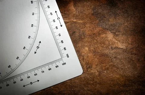 Maths Formula Background Old protractor style measuring device with algebr... Stock Photos