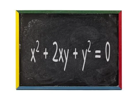 Maths formula written on slate board Stock Photos