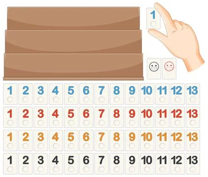 Maths Game with Number Tiles Stock Illustration