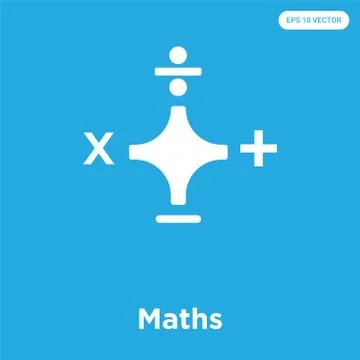 Maths icon isolated on blue background Free Stock Illustration