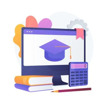 Maths online course vector concept metaphor. Stock Illustration