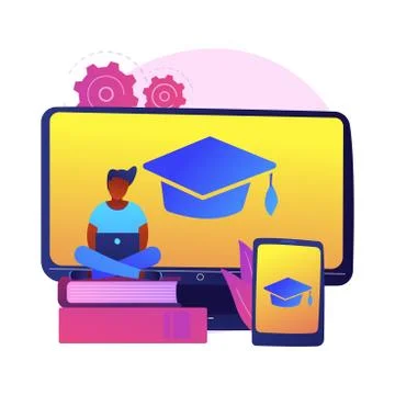Maths online course vector concept metaphor. Stock Illustration
