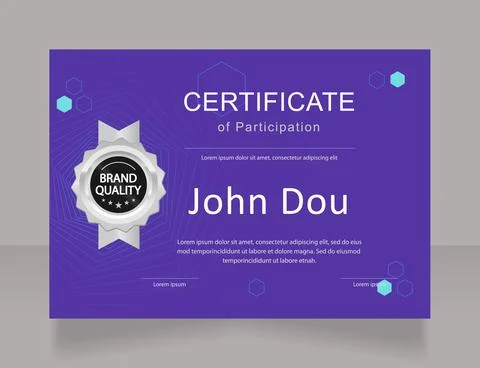 Maths program participation certificate design template Stock Illustration