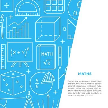 Maths science banner in line style with place for text Stock Illustration