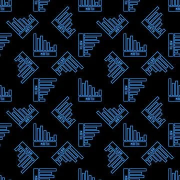 Maths Science Bar Graph vector concept dark line seamless pattern Stock Illustration