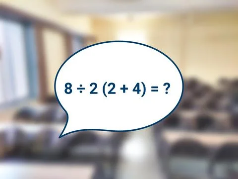 Maths sum in massage shape isolated on blur classroom view. Stock Illustration