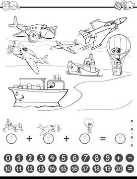 Maths task for coloring Stock Illustration
