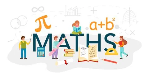 Maths typographic header. Learning mathematics, geometry and algebra. Stock Illustration