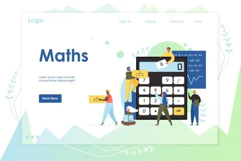 Maths vector website landing page design template Stock Illustration