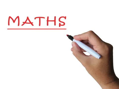 Maths on whiteboard means mathematics teaching or lesson Stock Illustration