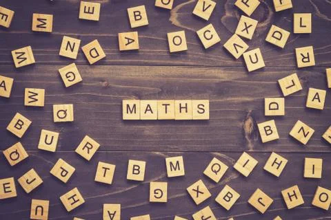 Maths word wood block on table for business concept. 库存照片