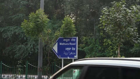 Mathura Road Direction Signboard on Uttar Pradesh Highway Stock Footage 323098969