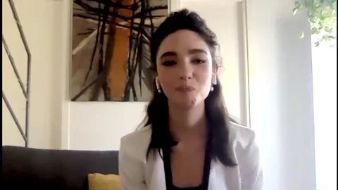 Matilda De Angelis is interviewed about new video series 'Leonardo' - 2021 Stock Footage 157438737