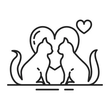 Mating animals black line icon. Combination of two animal individuals, servin Stock-Illustration