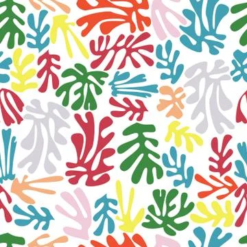 Matisse inspired shapes seamless pattern, colorful design Stock Illustration