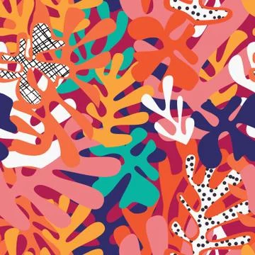 Matisse inspired shapes seamless pattern, colorful design Stock Illustration