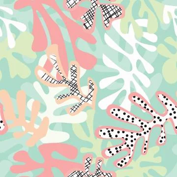 Matisse inspired shapes seamless pattern, colorful design Stock Illustration