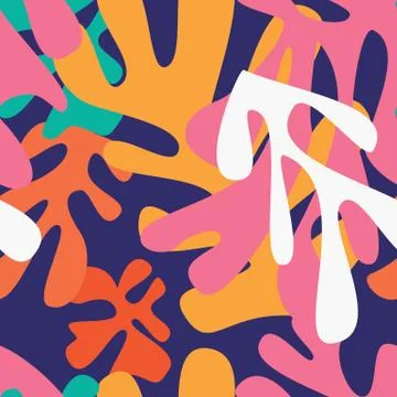 Matisse inspired shapes seamless pattern, colorful design Stock Illustration