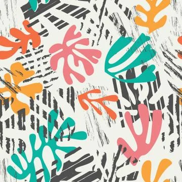 Matisse inspired shapes seamless pattern, colorful design Stock Illustration