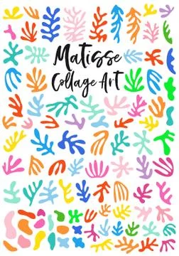 Matisse style collage art, vector graphic design elements Stock Illustration