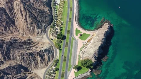 Matrah Corniche from Top 4K Drone Oman Stock Footage 168128885