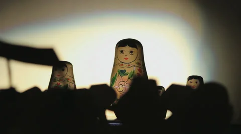 Matreshka with angry crowd, Closeup Stock Footage 31619948
