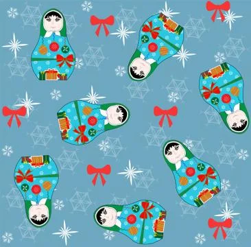 Matreshka doll seamless pattern. vector  illustration Stock Illustration
