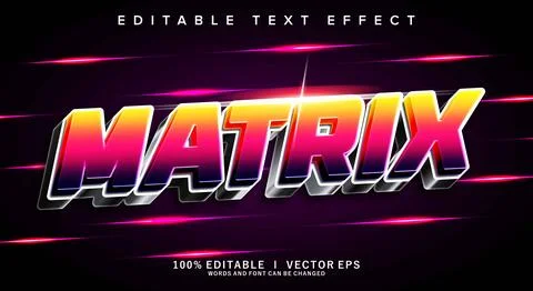 Matrix 3d vector text effect with modern style design Stock Illustration