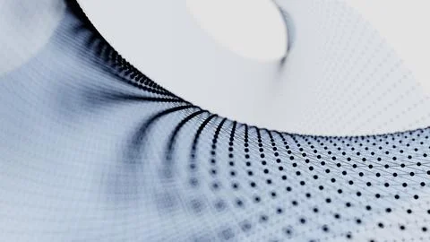 Matrix of abstract geometry with blue lines and dots waving and twisting. 3.. イラスト素材