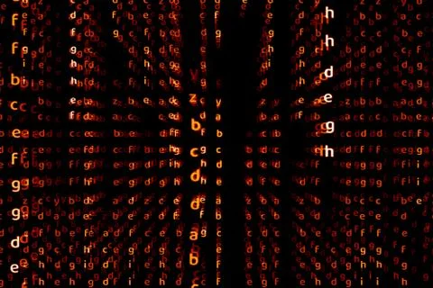 Matrix alphabet deep dimension red alert tone abstract text Stock Photos