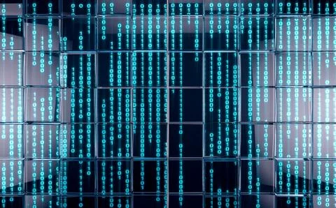 Matrix and binary language concept.Sceen and data number. Stockillustratie