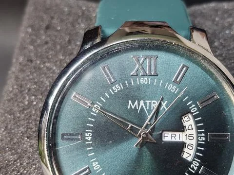 Matrix Antique Day &amp;amp; Date Analog Watch with soft silicone strap Stock Photos