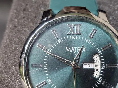 Matrix Antique Day &amp;amp; Date Analog Watch with soft silicone strap Stock Photos