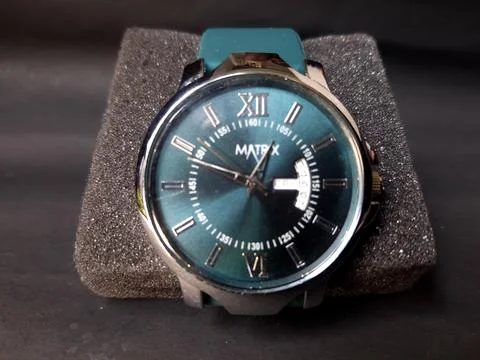 Matrix Antique Day &amp;amp; Date Analog Watch with soft silicone strap Stock Photos