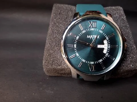 Matrix Antique Day &amp;amp; Date Analog Watch with soft silicone strap Stock Photos
